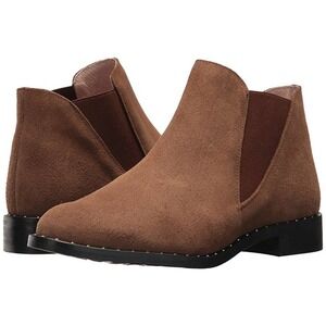 Patricia Green Palma Tan Leather Block Heel Studded Ankle High Boot Size 6 NEW